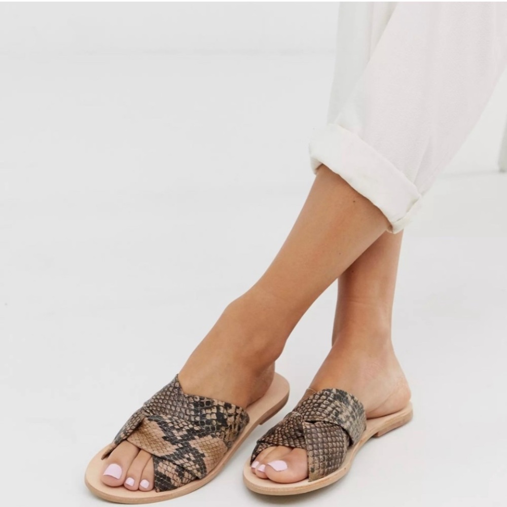 Free People Rio Vista Snake Print Slide Sandals